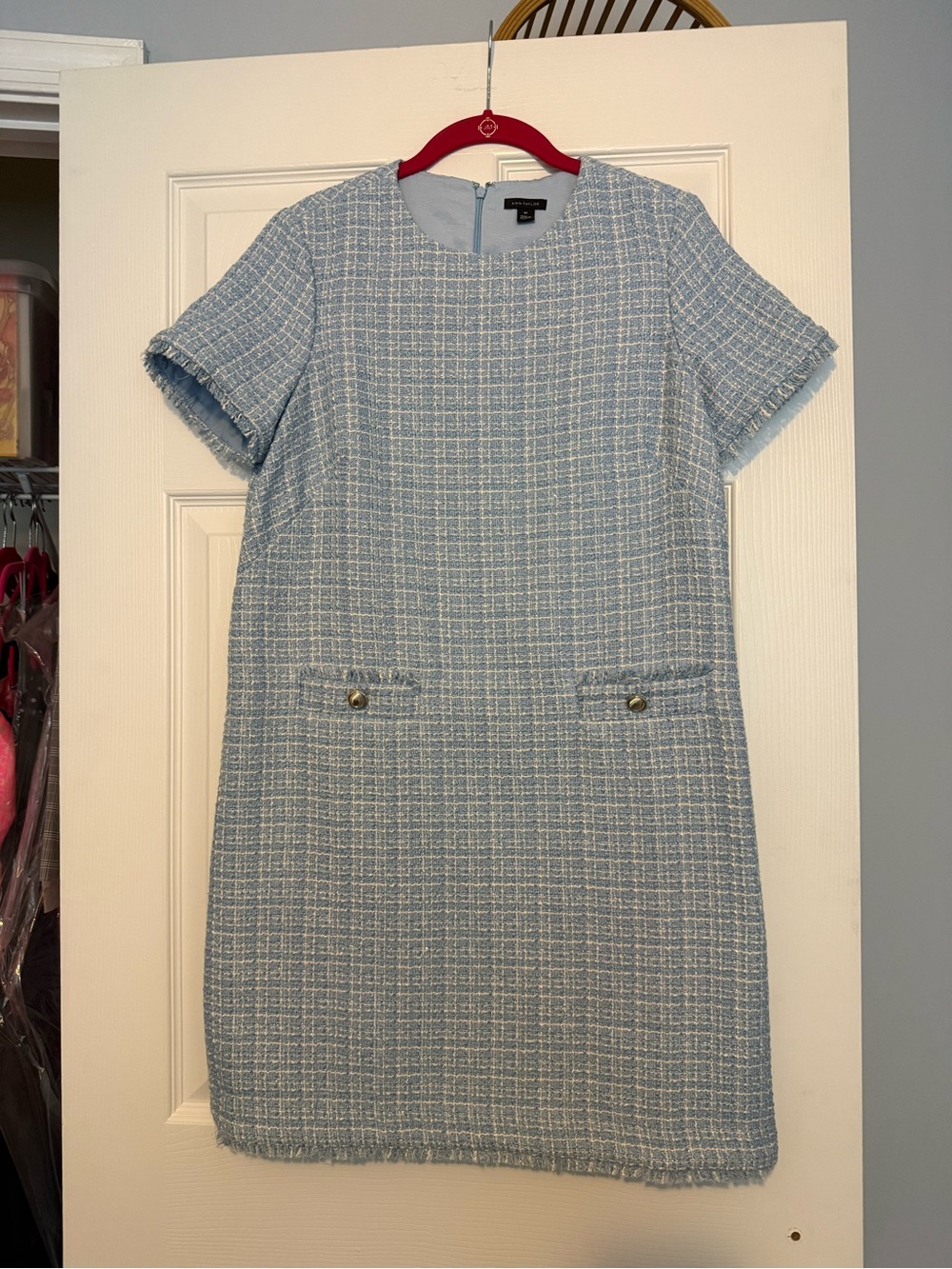 Ann Taylor Light Blue Tweed Shift Dress